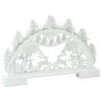 Dřevěná dekorace s LED 41 cm, bílá, assort