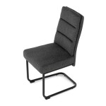 Židle jídelní, taštičkové pružiny v sedáku, madlo na opěráku, tmavě šedá látka, černý kov