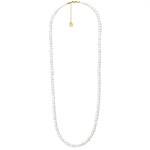 Dlouhý perlový náhrdelník Pauline Gold - sladkovodní perla, Zlatá 70 cm + 5 cm (prodloužení) Bílá