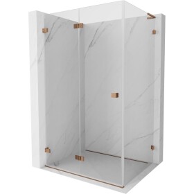 MEXEN/S - Lunar-F L sprchový kout skládací dveře levá 90 x 80, transparent, růžové zlato 836L-090-080-60-00-L