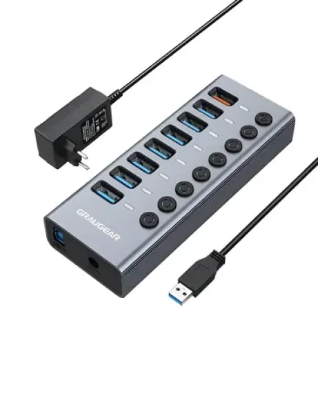 GrauGear USB hub 7 portů / USB hub / USB 3.0 / 7x USB-A / 1x nabíjecí port (G-HUB71-A)