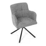 Židle jídelní, šedá látka, černý kov, otočný vratný mechanismus 90°/90° (L/P) - funkce reset