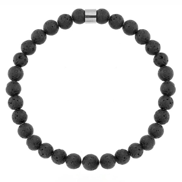 Pánský náramek Fernando - 6 mm lávový kámen, Černá 19 cm