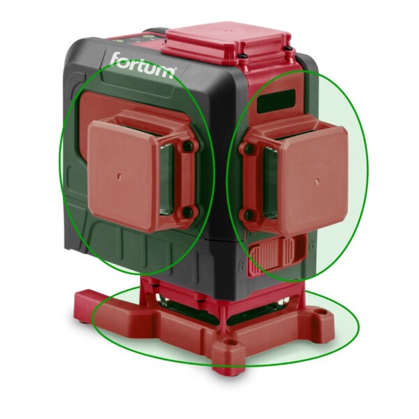 FORTUM 4780216 Křížový 3D laser – zelený, 3×360°, s příslušenstvím