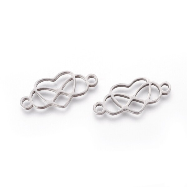Mezidíl z nerezové oceli - srdce s nekonečnem - 10 x 23 x 1 mm - 1 ks
