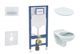 GEBERIT - Duofix Set předstěnové instalace, klozetu Alpha a sedátka softclose, tlačítko Sigma50, alpská bílá SANI11CD3107