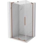 MEXEN/S - Velar L sprchový kout, posuvné dveře 120 x 110, transparent, měď kartáčovaná 871-120-110-03-65