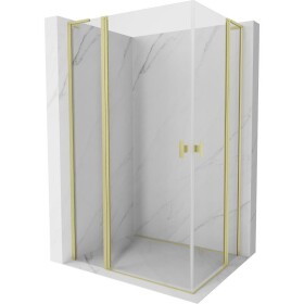 MEXEN/S - Mist L Duo sprchový kout dveře křídlové 120 x 105, transparent, zlato kartáčovaná 8A4L-120-105-55-00