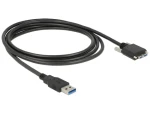 DeLock Kabel USB 3.0 A (M) - Micro-B (M) 3m černá / Kabel USB / 5 Gbit/s / šroubové uchycení (83599)