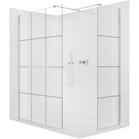CERANO Sprchová zástěna Walk-in Onyx T L/P - 8 mm - hranatá vzpěra + polička/držák na ručníky - chrom, industriální sklo - 140x90x200 cm