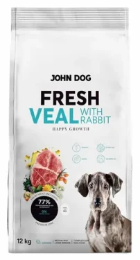 JOHN DOG Fresh Junior 12 kg / Granule pro psy / Bezobilné / Telecí / Střední a velká plemena