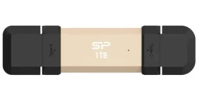 Silicon Power DS72 1TB zlatá / USB-A + USB-C 3.2 Gen 2 / R: 1050MBs / W: 850MBs (SP001TBUC3S72VPG)