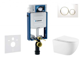 GEBERIT - Kombifix Set předstěnové instalace, klozetu Gaia a sedátka softclose, tlačítko Sigma20, bílá/pozlacená SANI15CA3125