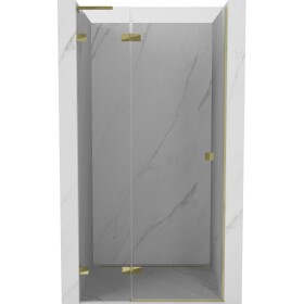 MEXEN/S - Lunar L sprchové dveře křídlové levé 95, transparent, zlatá 834L-095-000-50-00-L
