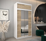 Šatní skříň Abi T1 s nástavcem Barva korpusu: Bílá, Rozměry: 250 cm, Dveře: Dub artisan