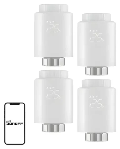 Sonoff TRVZB, balení 4 ks / Termostatická hlavice / ZigBee / Chytré vytápění (TRVZB 4Pack)