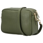 Módní dámská kožená crossbody kabelka Elpida, tmavě zelená
