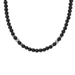 Pánský korálkový náhrdelník Giorgio - 6 mm přírodní matný onyx, Černá 55 cm