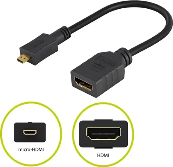 PremiumCord Flexi adaptér HDMI / Typ A samice - micro HDMI Typ D samec / ohebný (kphdma-35)