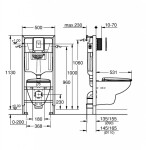 GROHE - Solido Set předstěnové instalace, klozetu Bau Ceramic a sedátka softclose, tlačítko Skate Cosmopolitan, chrom 39586000