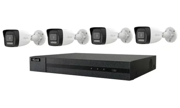 HiLook KIT NVR-104MH-C/4P(D) + 4x IPC-B140HA-LU / IP kamerový set / 4 Mpix / Smart Hybrid Light / PoE / IP67 (HILKITBULLET2_SMART)