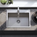 REA - Ocelový dřez Liam BRUSH NICKEL s kuchyňskou baterií KPL-96006