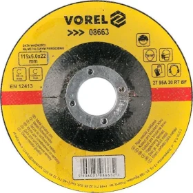 Vorel Brusný kotouč na kov 115x22x6,0 mm vypouklý / Brusný kotouč / 115x22 mm / Vypouklý