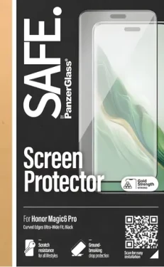 PanzerGlass SAFE pro Honor Magic6 Pro černá / Tvrzené sklo / UWF