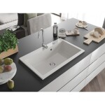 MEXEN - Elix granitový dřez 1-miska 800 x 500 mm, bílá, sifon chrom 6527801005-20