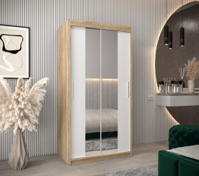 Šatní skříň Abi T1 Barva korpusu: Dub Sonoma, Rozměry: 100 cm, Dveře: Bílá