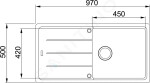 FRANKE - Basis Fragranitový dřez BFG 611, 970x500 mm, bílá-led 114.0285.303