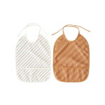 OYOY Dětský bryndák Striped Bib Mellow/ Caramel – set 2 ks, multi barva, textil