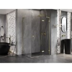 MEXEN/S - Lunar L sprchový kout dveře křídlové pravá 95 x 90, transparent, zlato kartáčovaná 834L-095-090-55-00-P