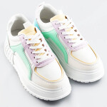 Bílé dámské tenisky sneakers s pastelovými vsadkami a s vysokou podrážkou (AD-570) XL (42)