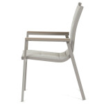 Židle zahradní béžový textilen, hliník, béžová barva, područky polywood v dekoru dubu