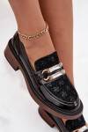 Kožené lakované dámské mokasiny s odlišným detailem D&A MR52-173 Černé 39