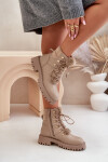 Zateplené botky traperky na zip z eko kůže béžové Willatta 38