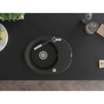 MEXEN/S - Kevin granitový dřez 1-miska s odkapávačem včetně baterie Flora, černá/zlatá metalik 6517-75-670401-07