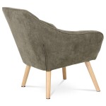 Křeslo, potah lanýžová látka, dřevěné nohy, masiv kaučukovník