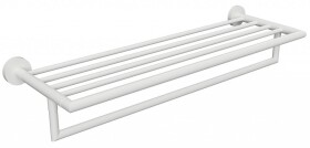 SAPHO - X-ROUND WHITE polička na ručníky s hrazdou 500, bílá mat XR421W