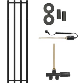 CERANO Koupelnový radiátorový set Bertini - kombinované vytápění, termo tyč - boční jednobodové připojení - 300W - černá matná - 1400x351 mm