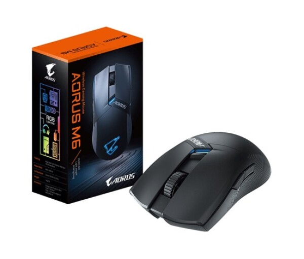 GIGABYTE Herní myš Aorus M6, Bezdrátová 2.4GHz, USB-C, černá EDF_524876