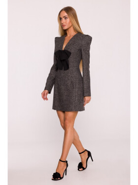 M869 Tweed šaty s výstřihem do V - černé EU XXL