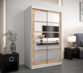 Šatní skříň Abi Ro2 Barva korpusu: Bílá, Rozměry: 100 cm, Dveře: Dub artisan