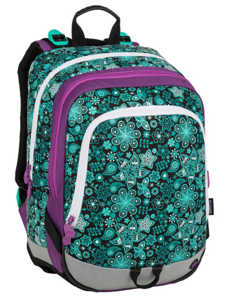 Bagmaster ALFA 9 B školní batoh - tyrkysové ornamenty zelená 23 l 180430