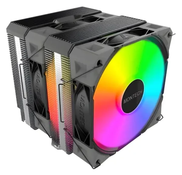 Montech NX600 ARGB černá / Chladič CPU / Dual Tower / 2x 120mm / ARGB / Intel + AMD (NX600 ARGB (B))