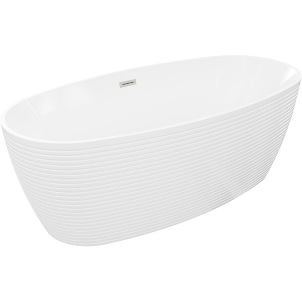 MEXEN/S - Lira volně stojící vana vzor 170 x 80, bílá, sifon a přepad nikl kartáčovaný 52831708000-97