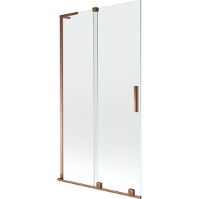 MEXEN/S - Velar L dvoukřídlá posuvná vanová zástěna 100 x 150, transparent, růžové zlato 896-100-003-01-60