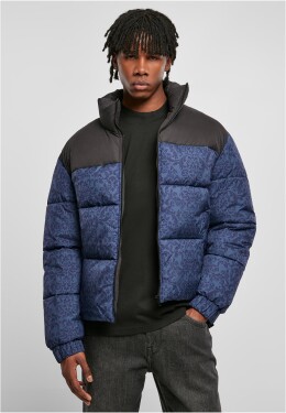 Bunda AOP Retro Puffer Jacket tmavě modrá damast AOP