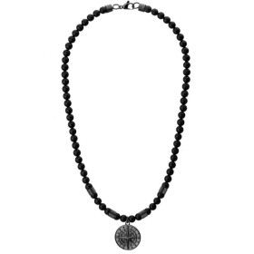 Pánský korálkový náhrdelník Diego Black - přírodní onyx, větrná růžice, Černá 55 cm